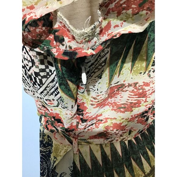 Honey Belle Wrap Midi Dress L Cream Orange - Picture 8 of 10